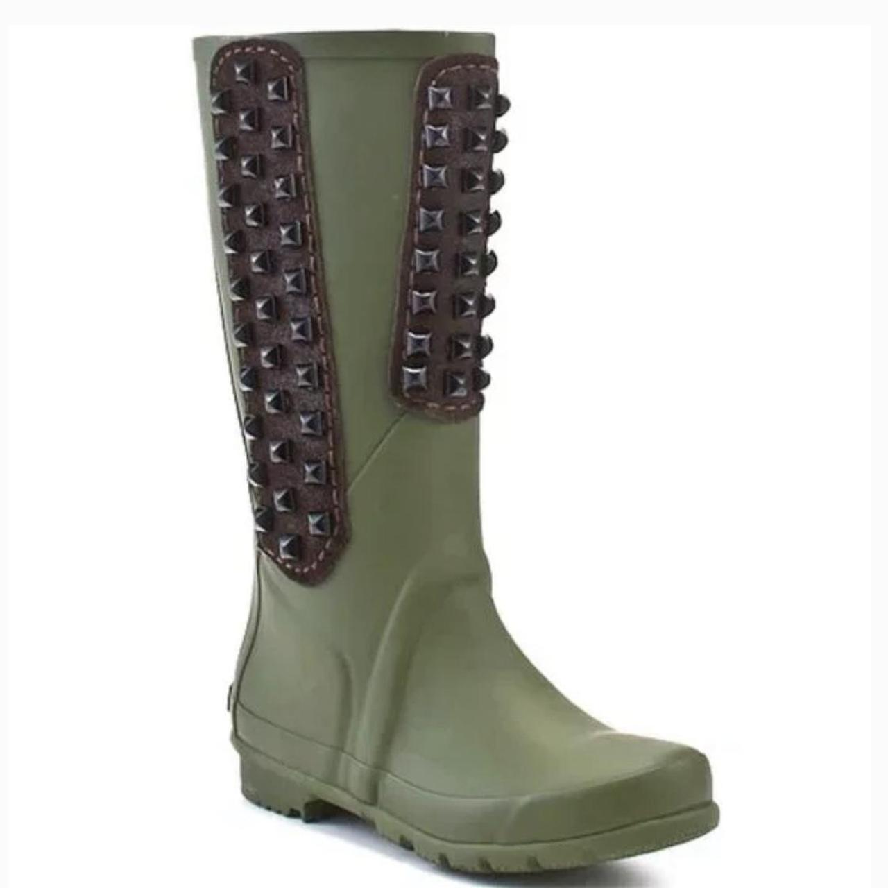 BCBG MaxAzria Hunter Green Studded Rain boots