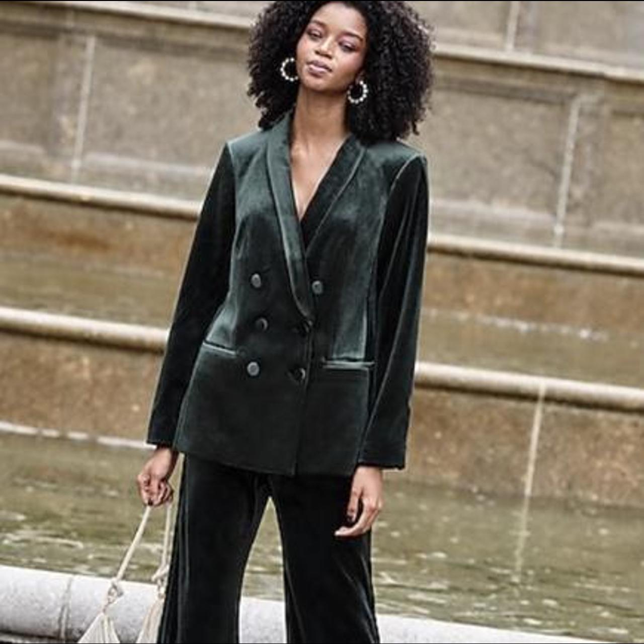 Emerald green velvet jacket on sale womens