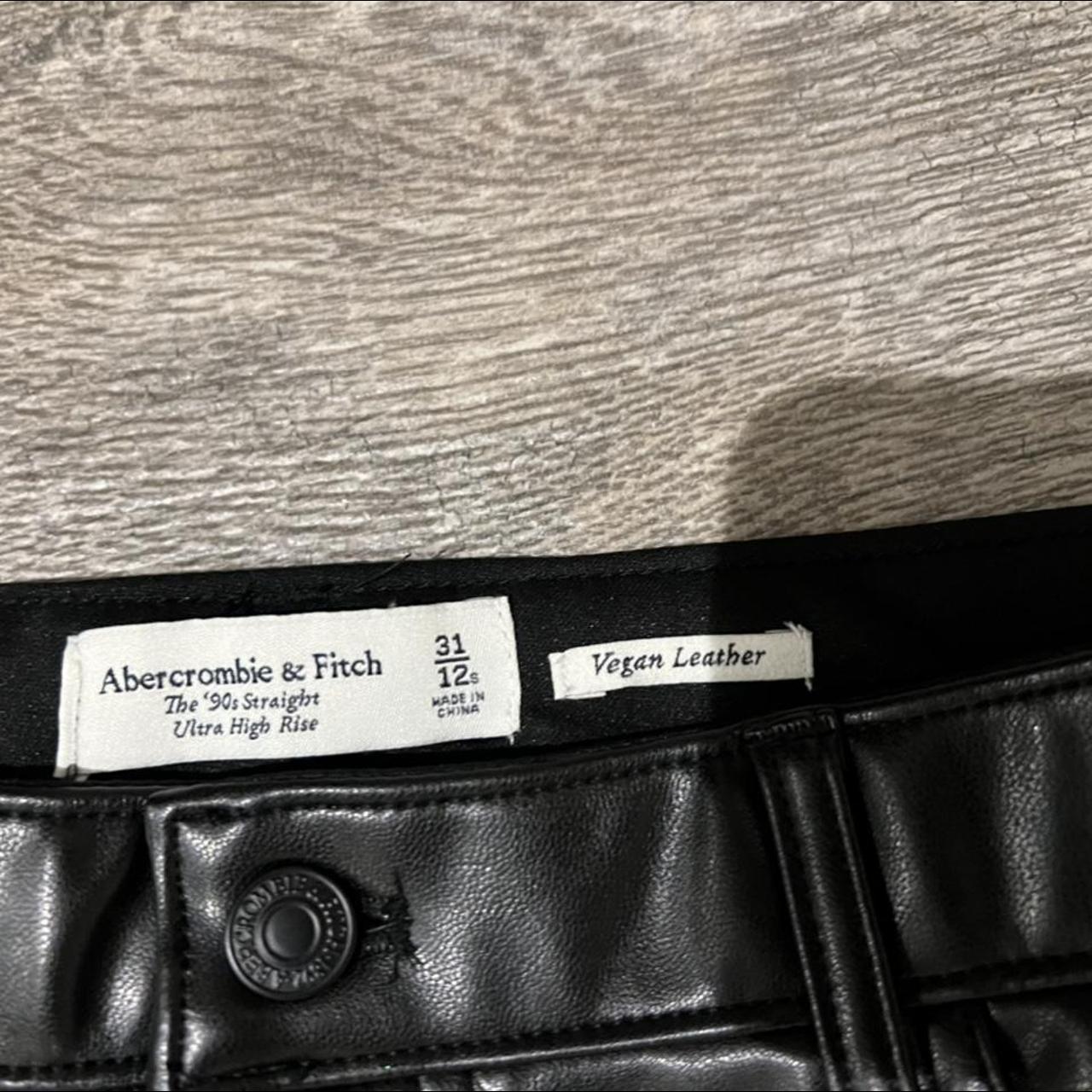 Abercrombie & Fitch Vegan Leather 90s Straight Leg... - Depop