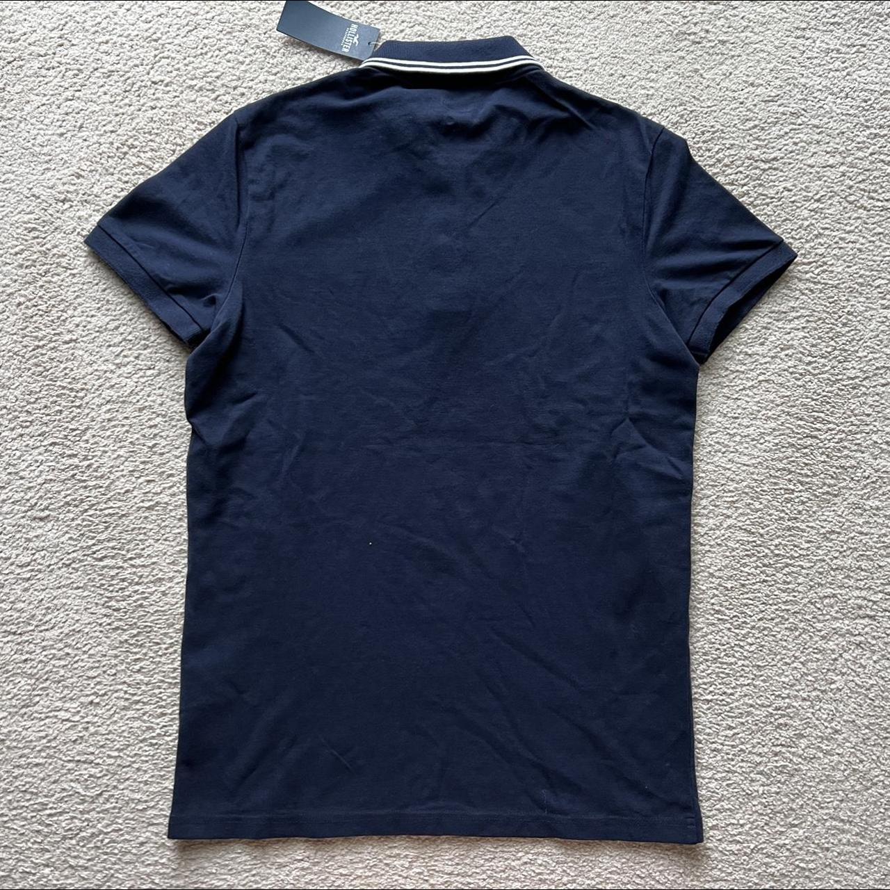 Hollister Block Stripe Polo Shirt This Navy Blue and - Depop
