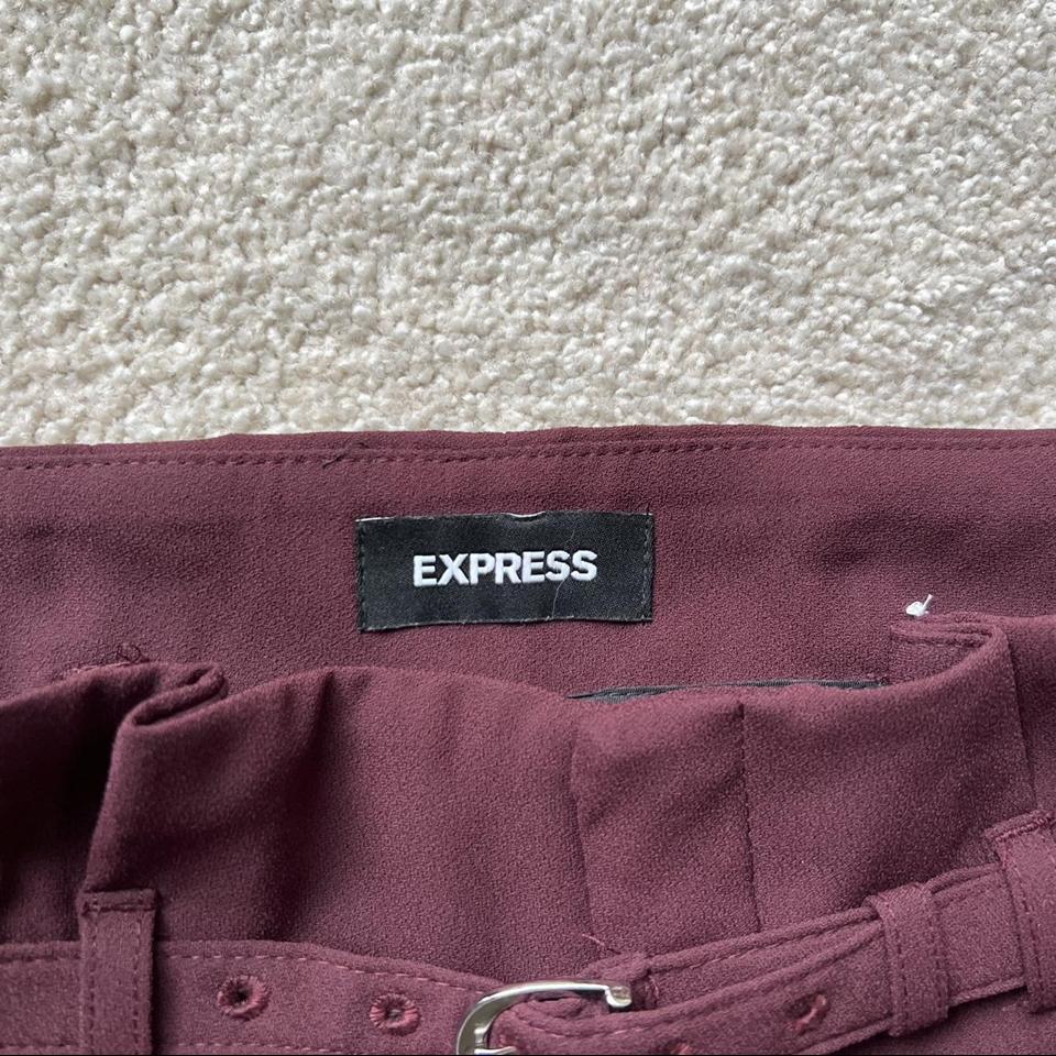 Express Womens Wide Leg High Rise Burgundy Pants - Depop