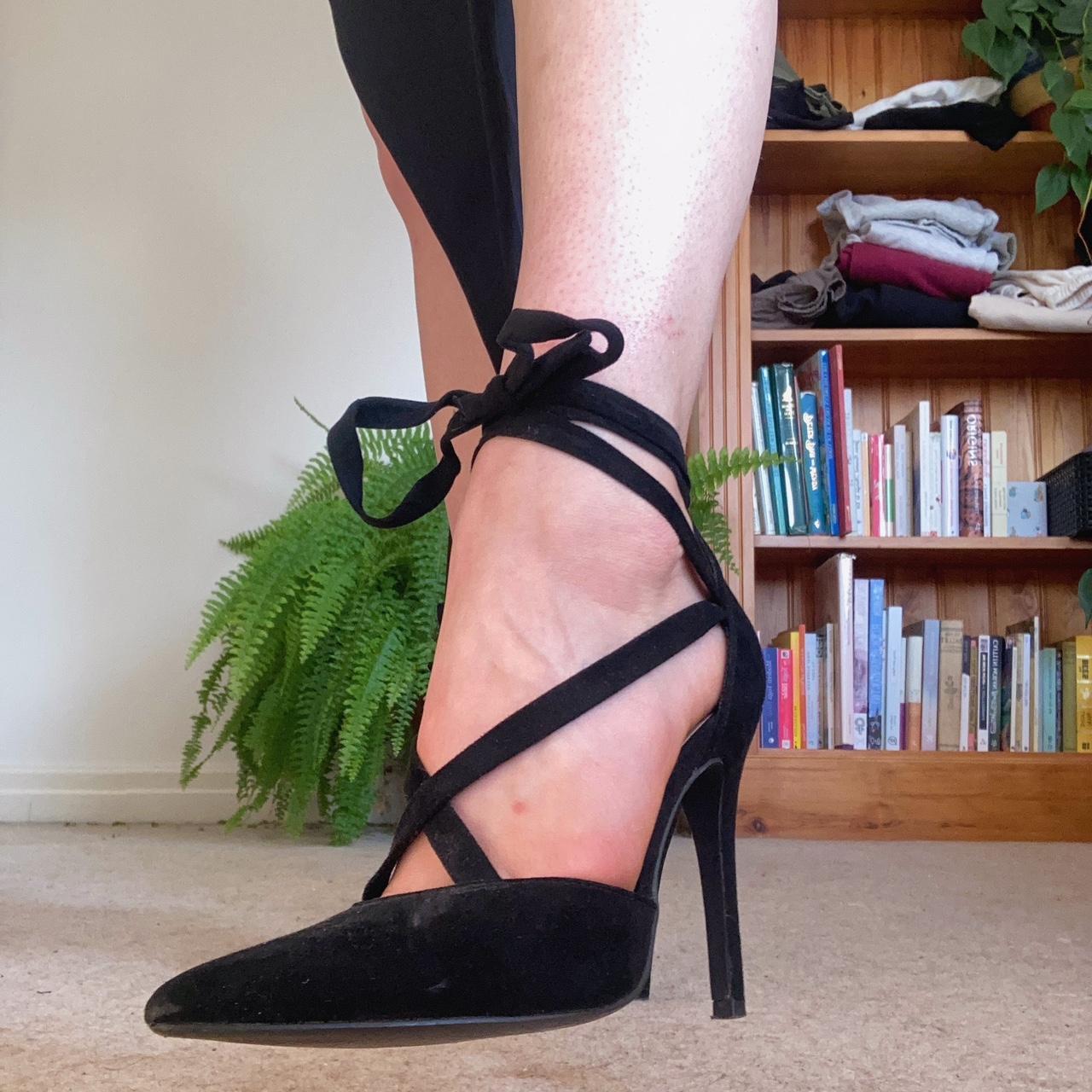 pointed toe wrap heels