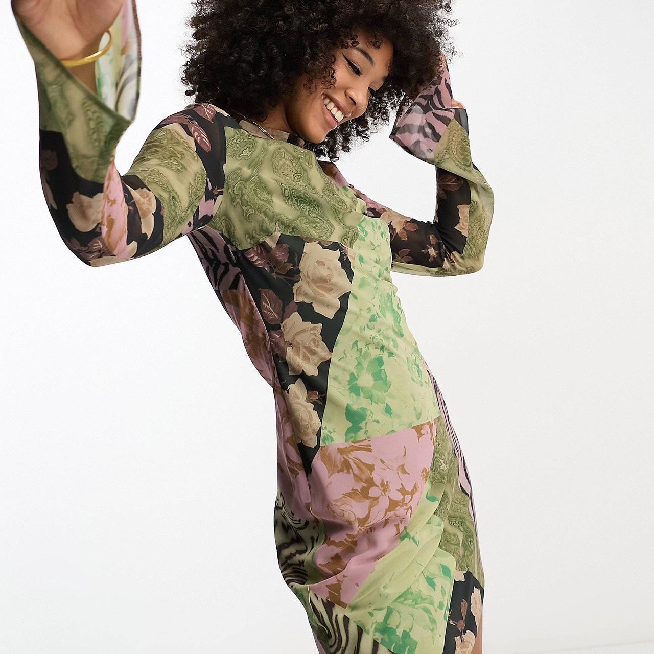 ASOS DESIGN chiffon fit and flare mini dress in... - Depop