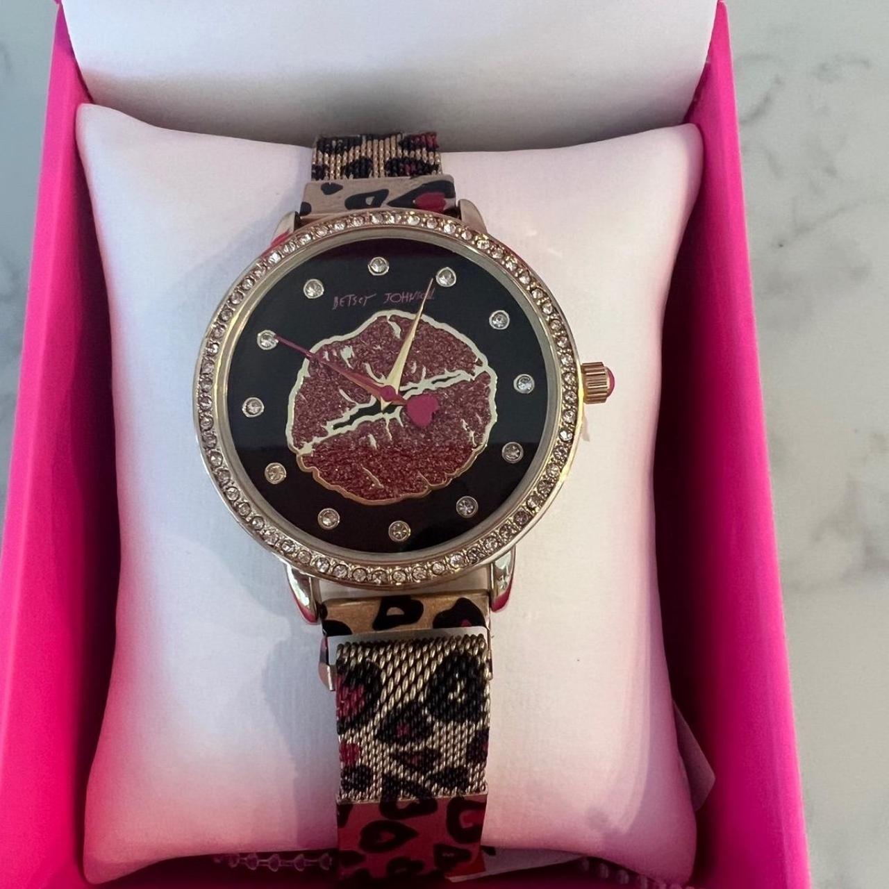 Betsey johnson silver store and leopard watch new