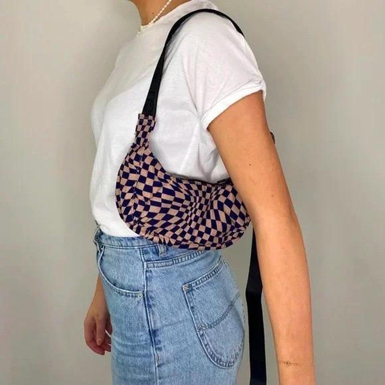 baggu trippy checker mini crescent sold... Depop
