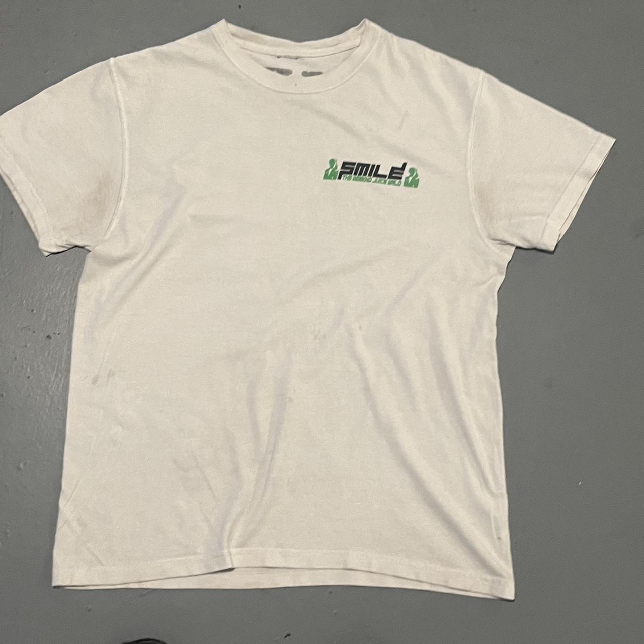 Vlone Men's White and Green T-shirt | Depop