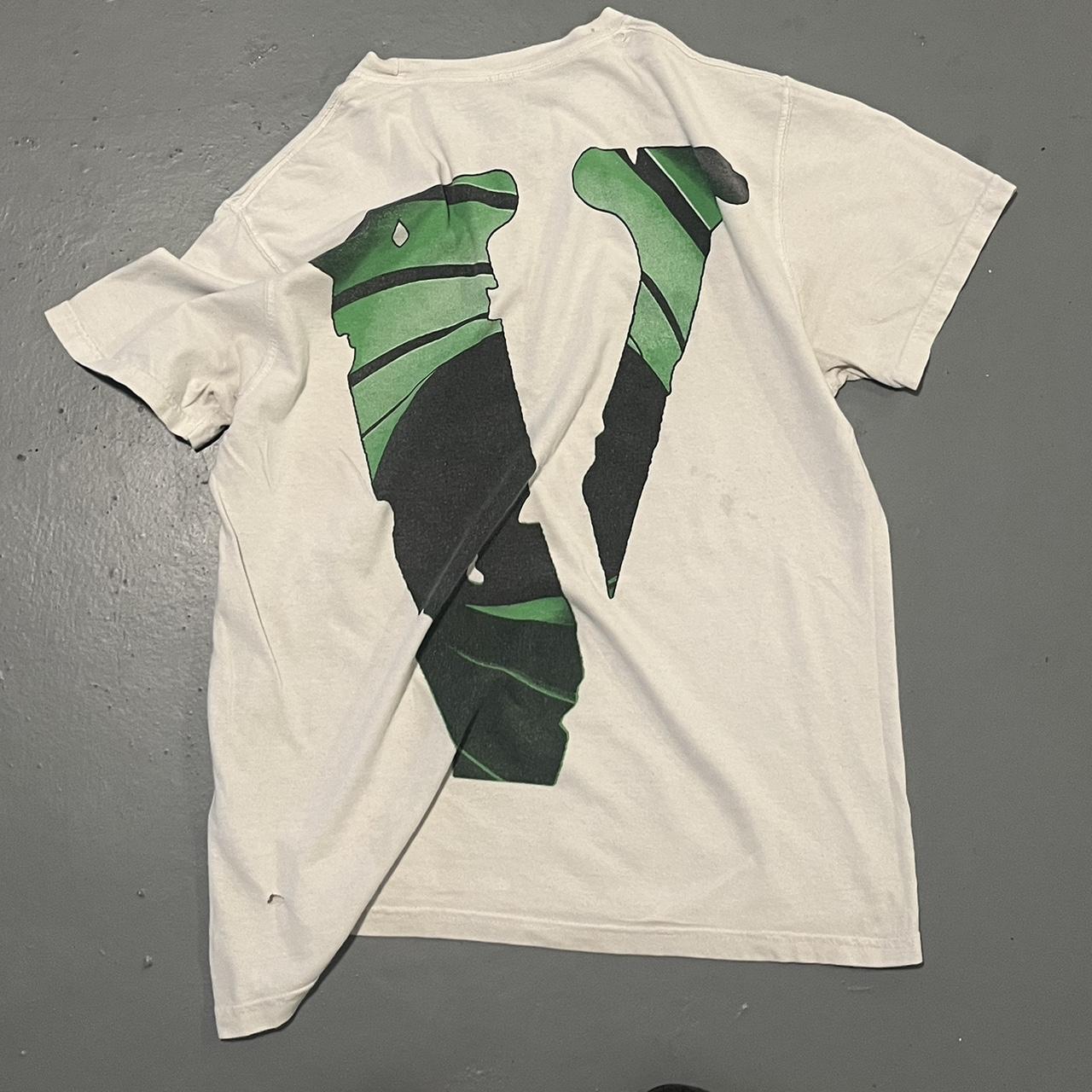 Vlone Men's White and Green Tshirt Depop