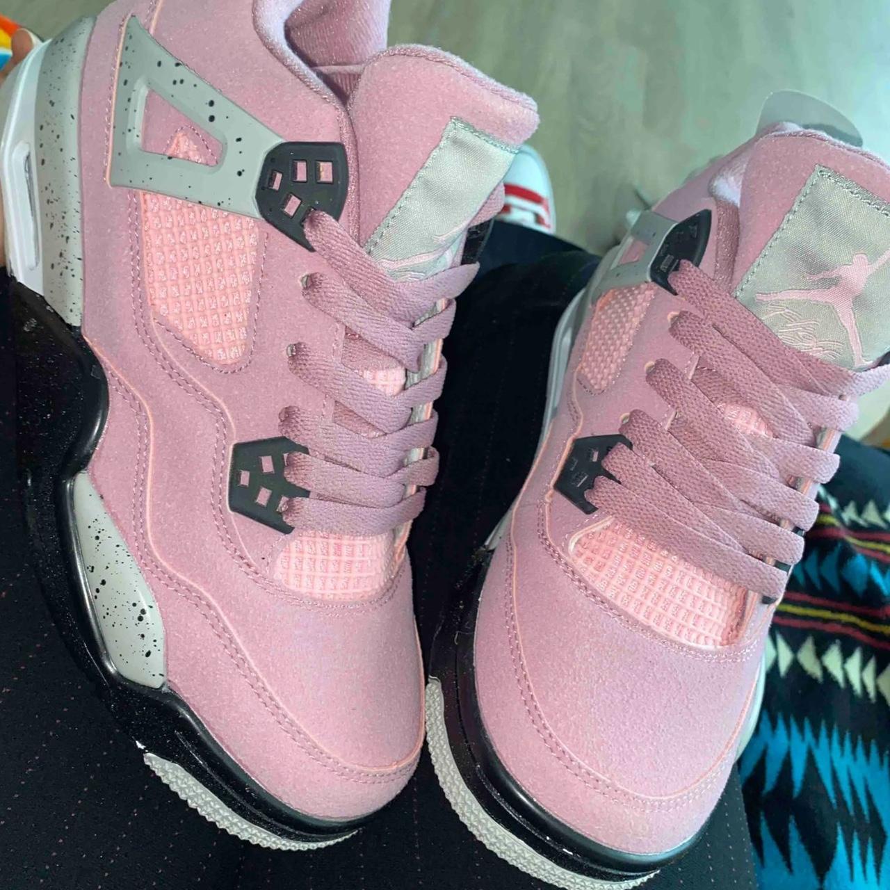 Brand New Pink Suede Jordan’s 4 With Box Brilliant - Depop