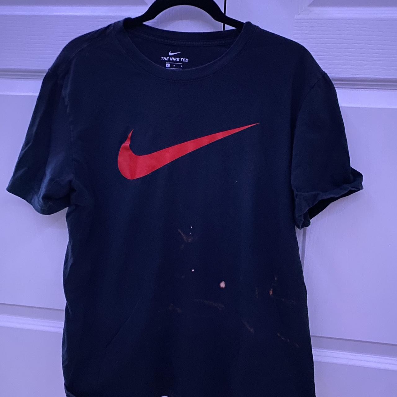 Unisex Black and red Nike shirt Size-large Some... - Depop