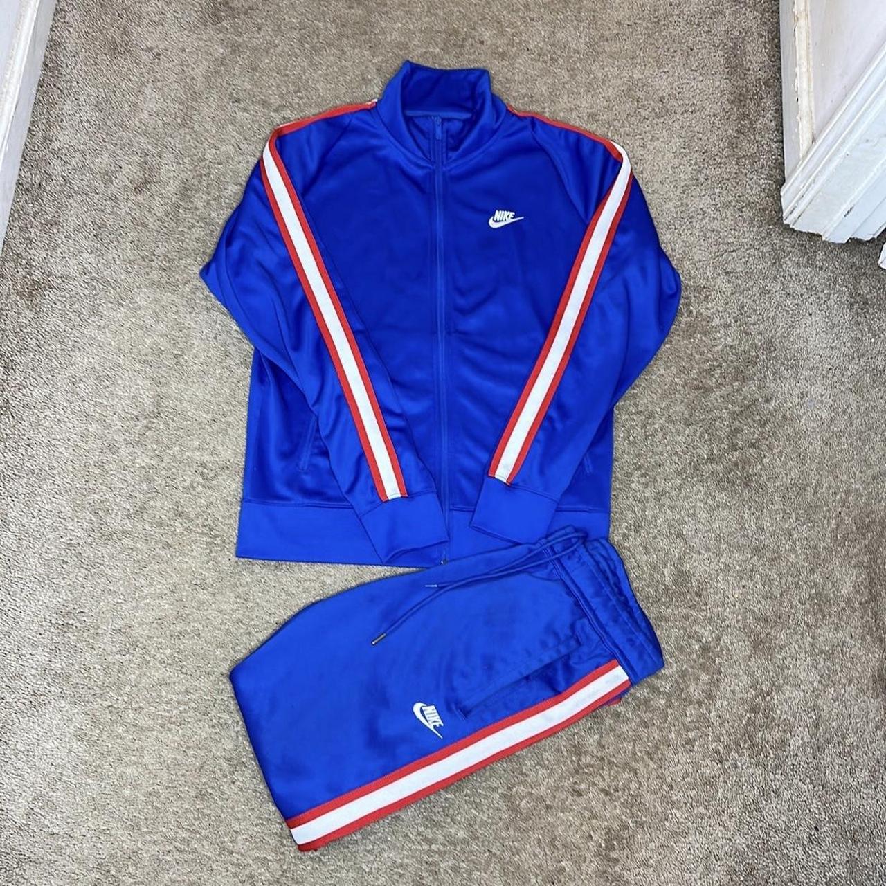 Nike blue red cheap and white tracksuit