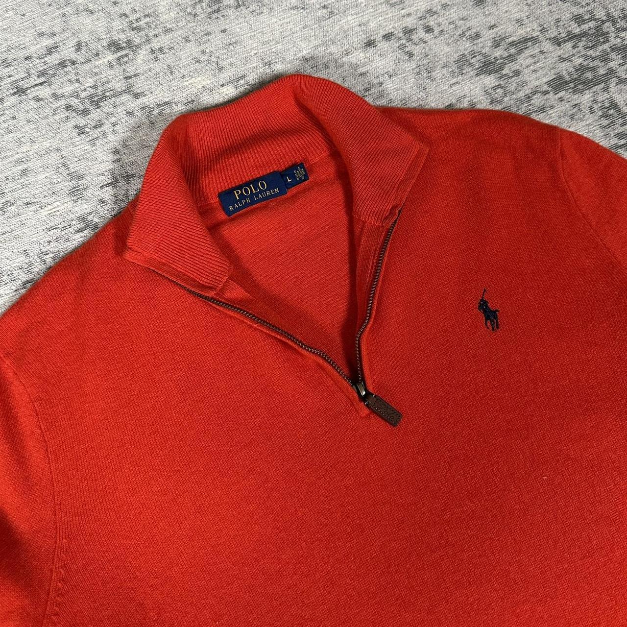 POLO RALPH LAUREN 1/4 ZIP JUMPER ORANGE 📦FREE UK... - Depop