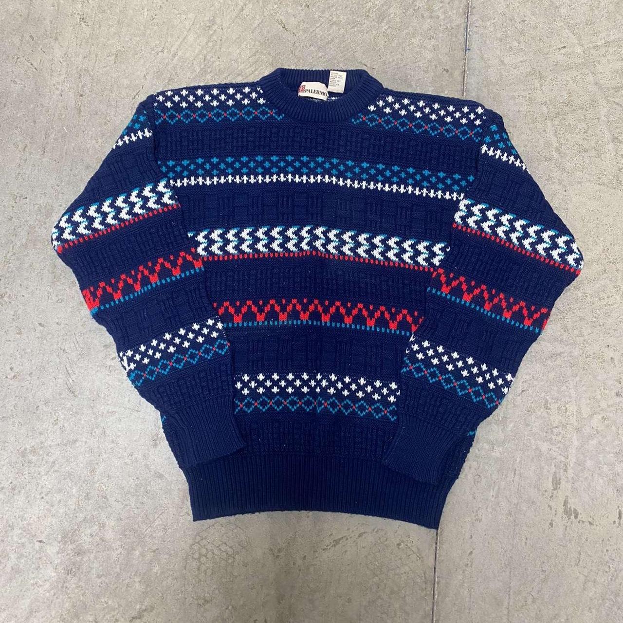 Vintage 70’s / 80’s Thick Navy Knit Sweater... - Depop