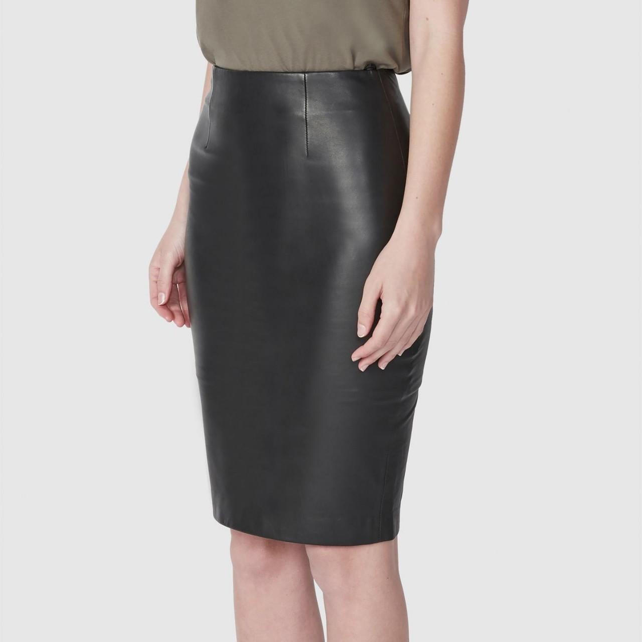 Torannce black leather pencil skirt, size 8, RRP... - Depop