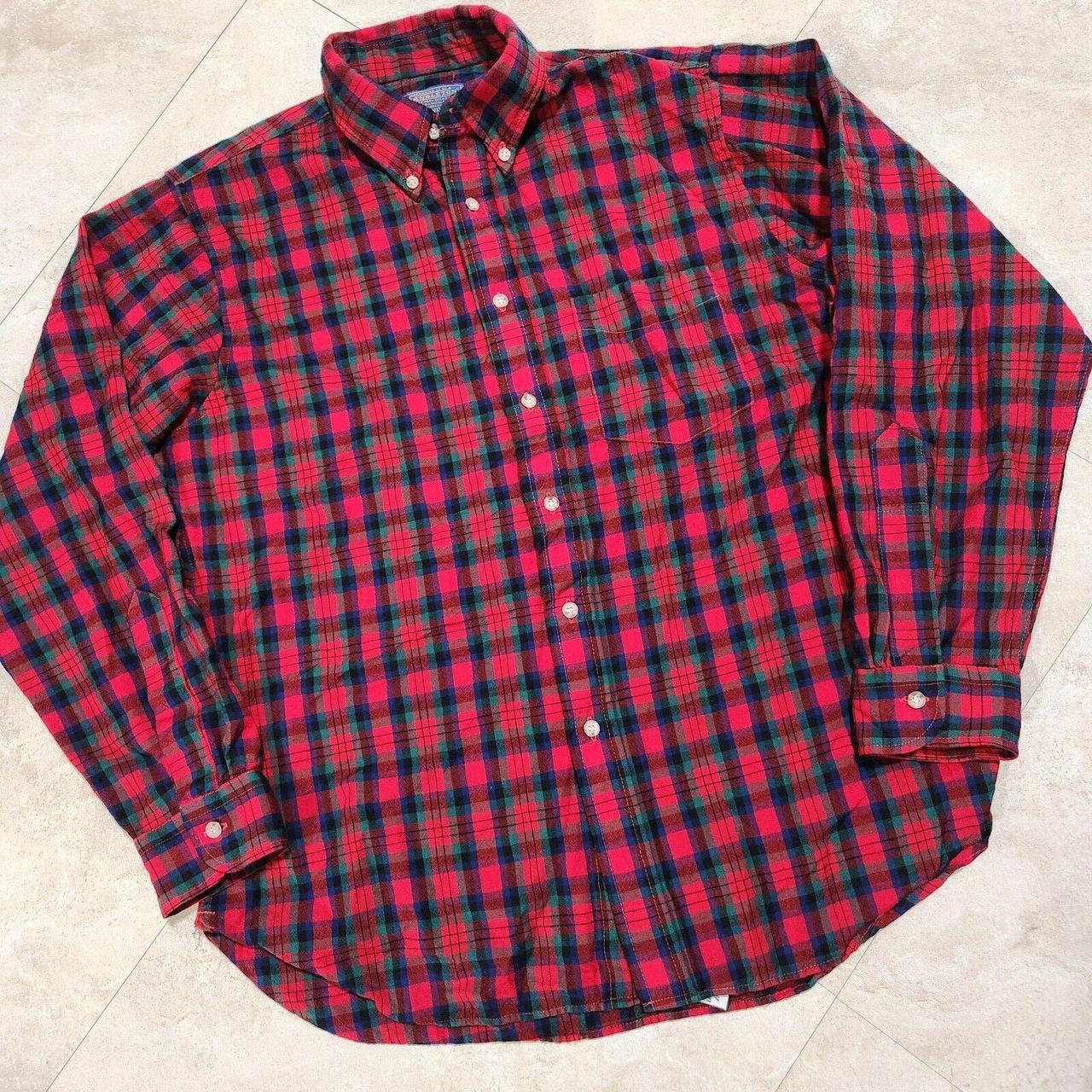 Vintage Pendleton 100% Virgin Wool Large authentic Button Down Plaid Shirt Sir Pendleton