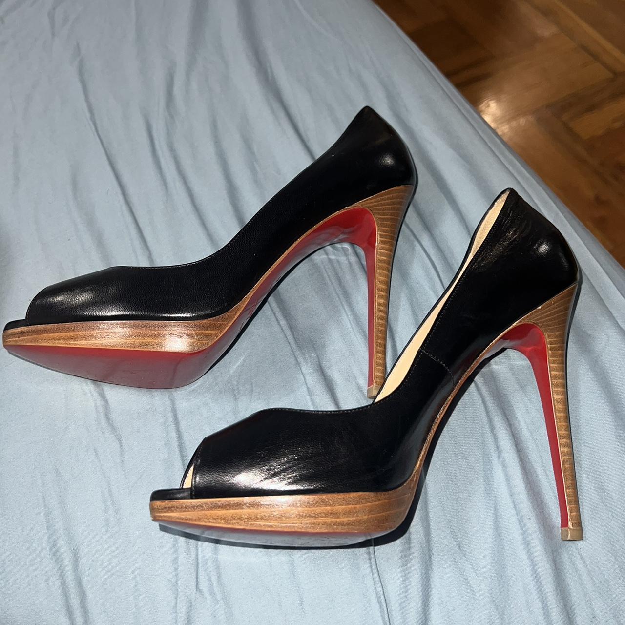 Christian Louboutin Women's Black And Red Courts | Depop