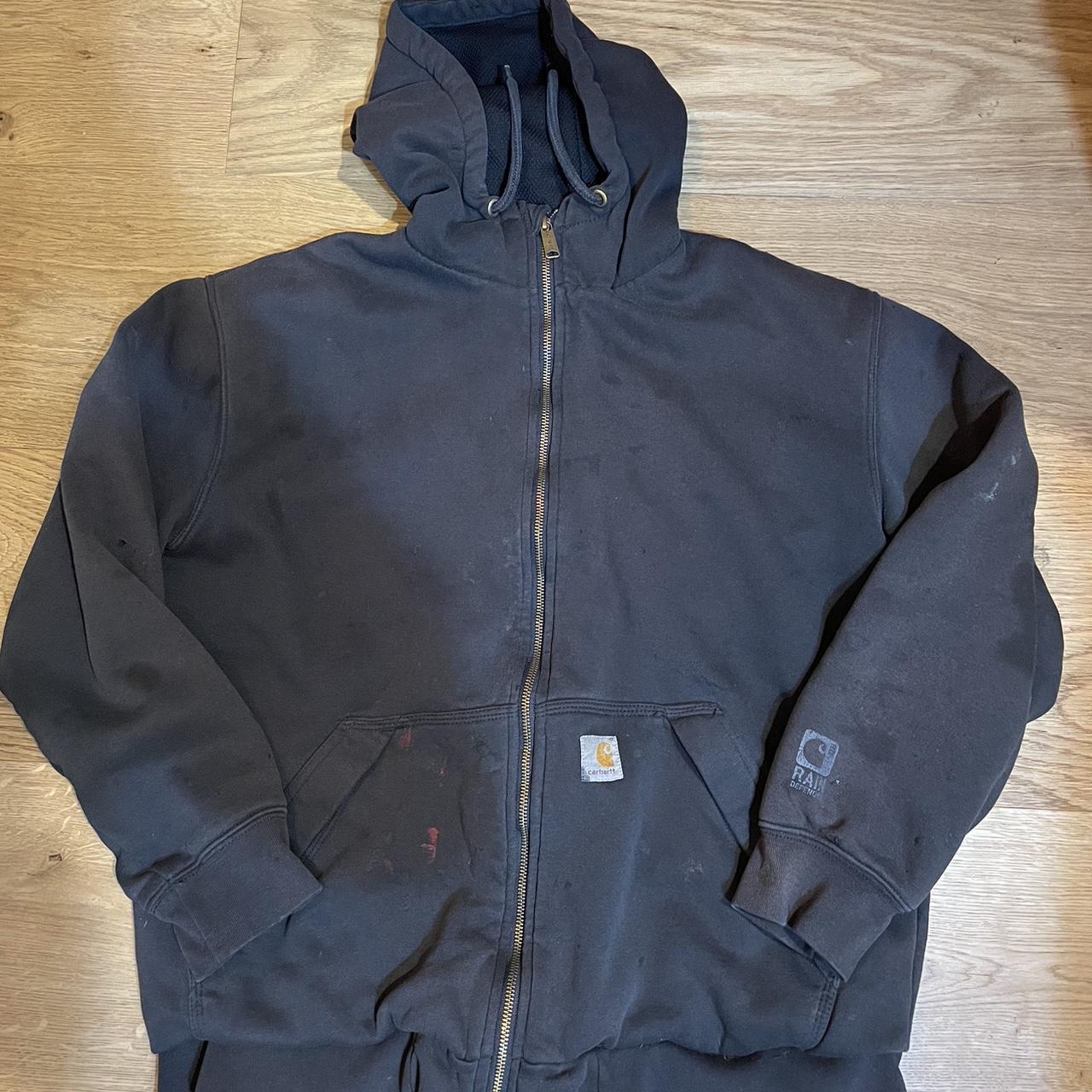 Black carhartt zip up jacket Good condition few... - Depop