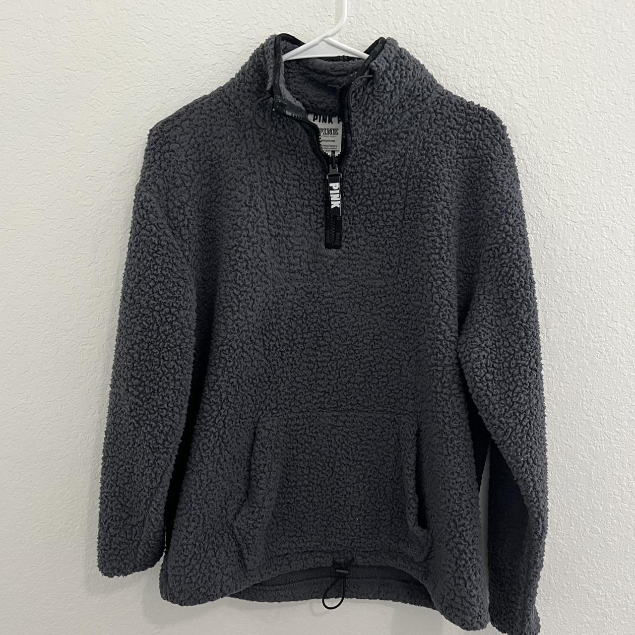 Pink Sherpa quarter zip dark grey true to