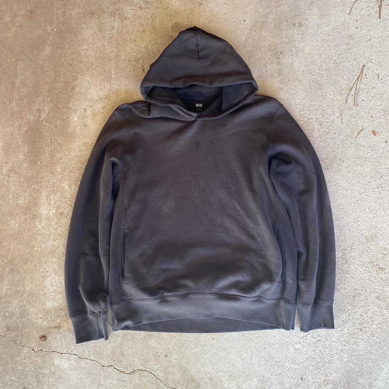 Sunfaded Blank Black Uniqlo Hoodie All wear is... - Depop