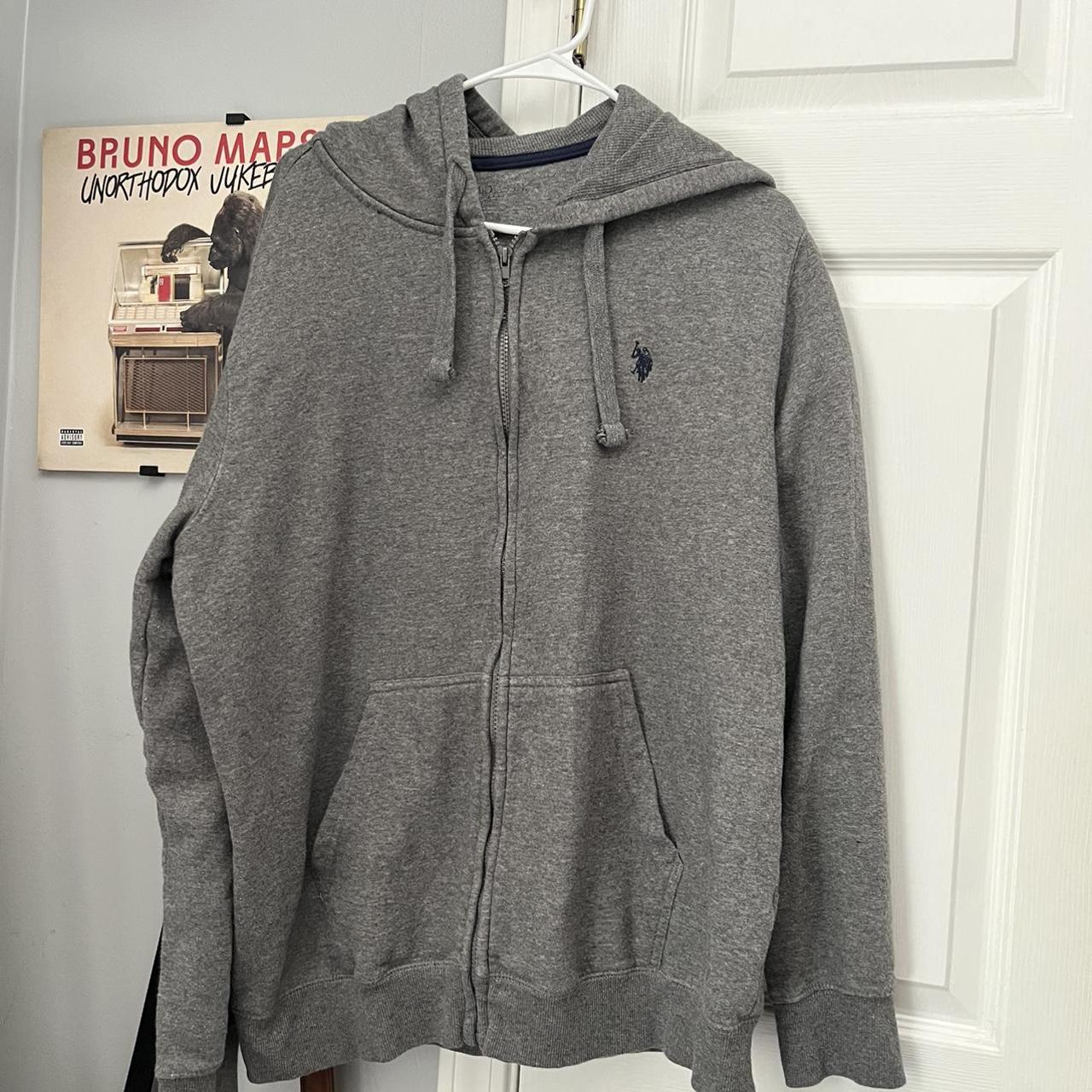 Grey polo zip up Size Xl - Depop