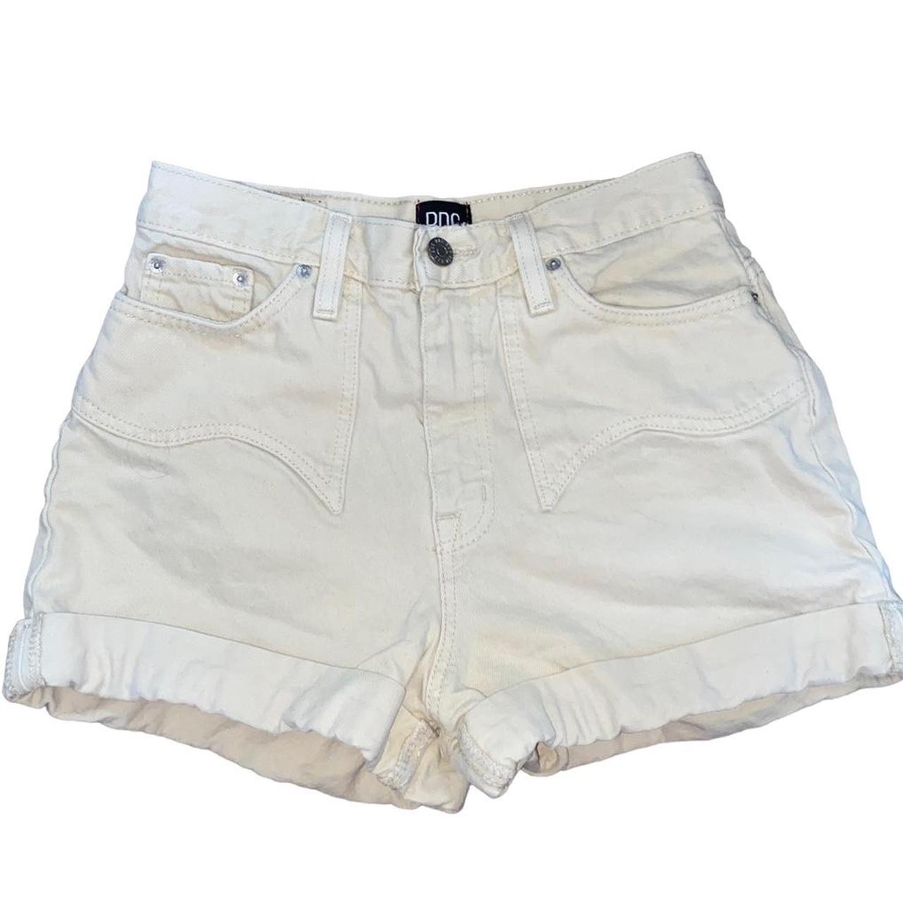 BDG beige mom high rise shorts size 26 waist:... - Depop