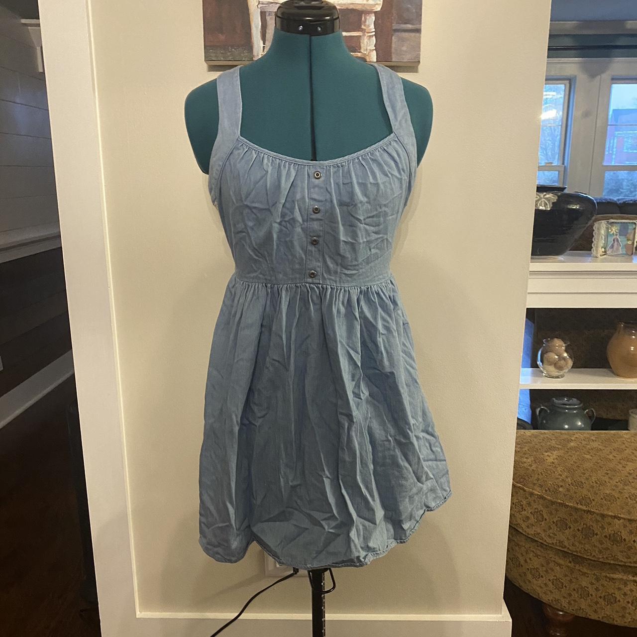 American Rag coquette denim dress with lacy back!... - Depop