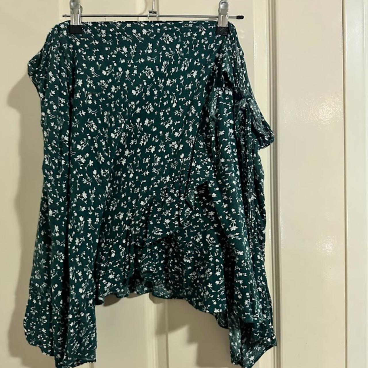 Green Floral Wrap Skirt from You & All - Depop