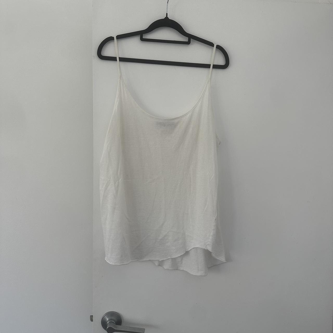 Bassike white asymmetrical singlet. Size L - Depop