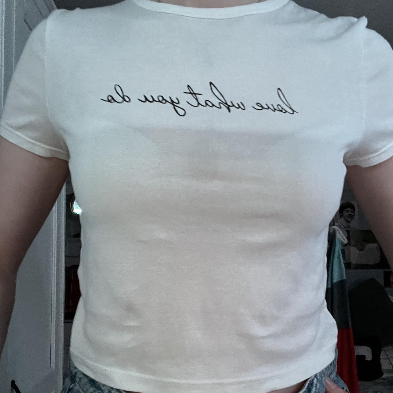 white baby tee!! so cute and comfortable!! no signs... - Depop
