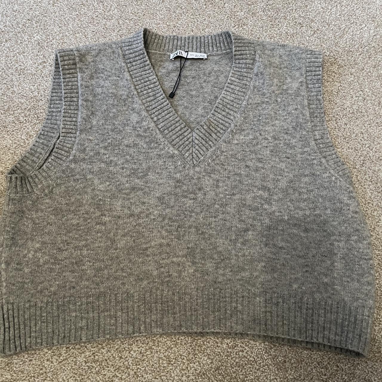 Zara grey knit sweater vest Sleeveless knit Depop