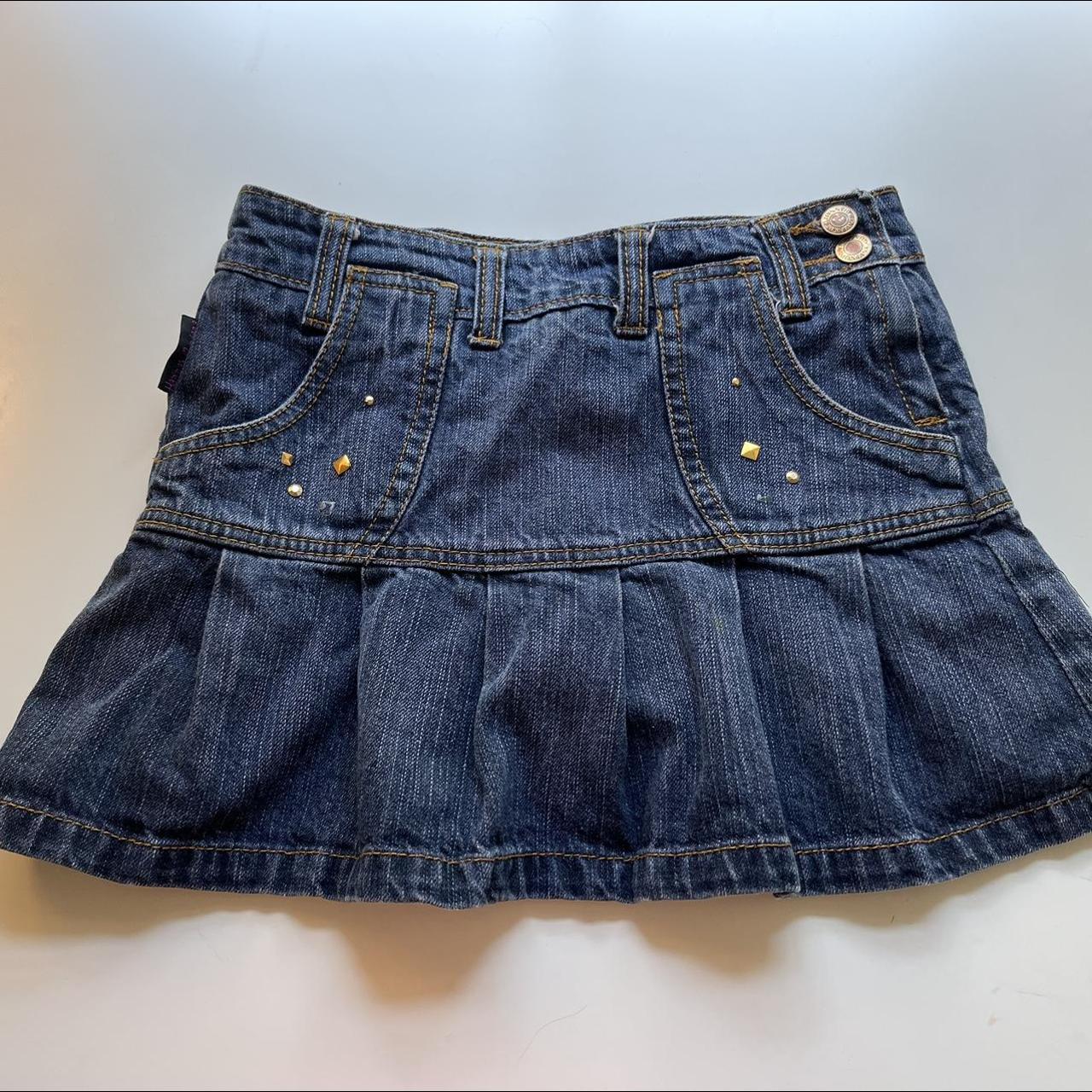 Dark wash rare size small Hannah Montana jean skirt... - Depop