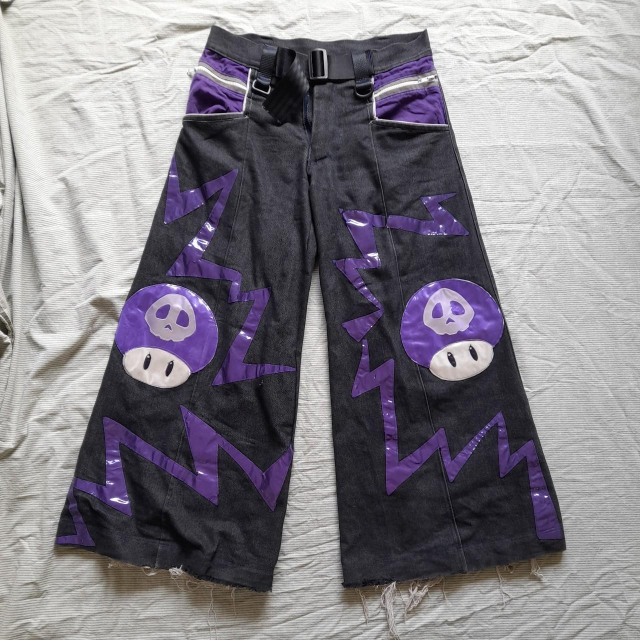 Medium baggy jeans with super Mario mushrooms.... Depop