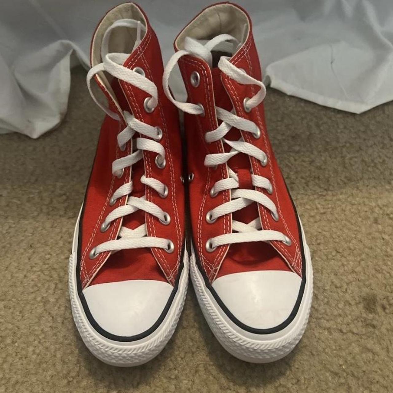 red high top converse size 7 rarely worn offers are... - Depop