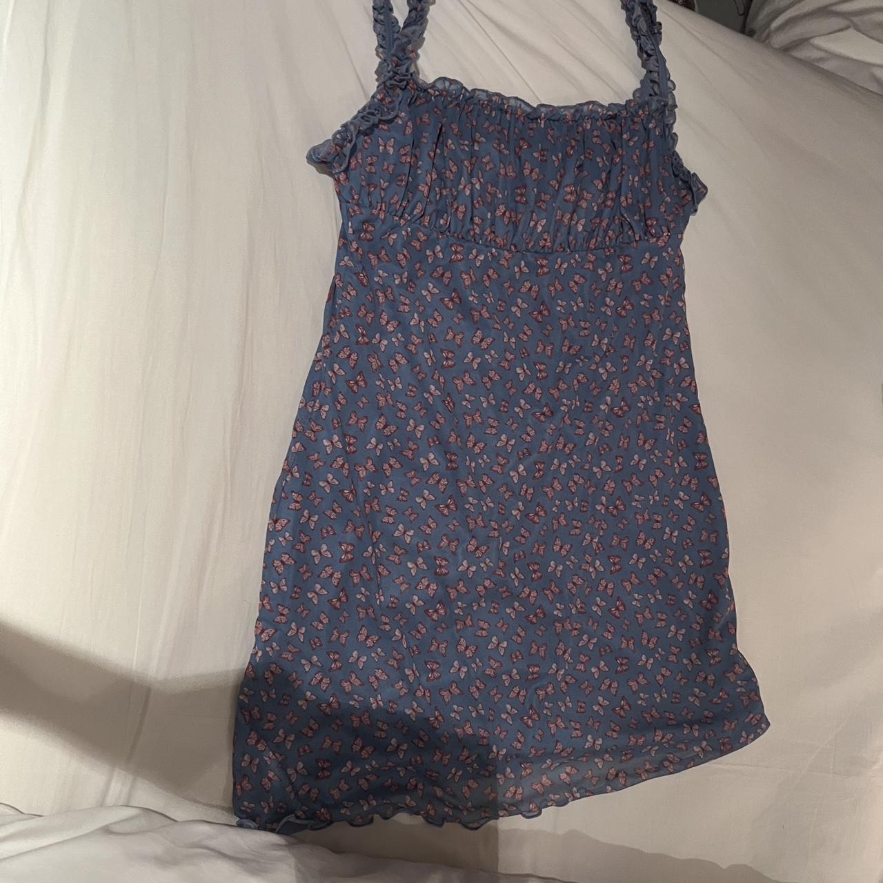 Urban outfitters purple blue floral mini dress - Depop