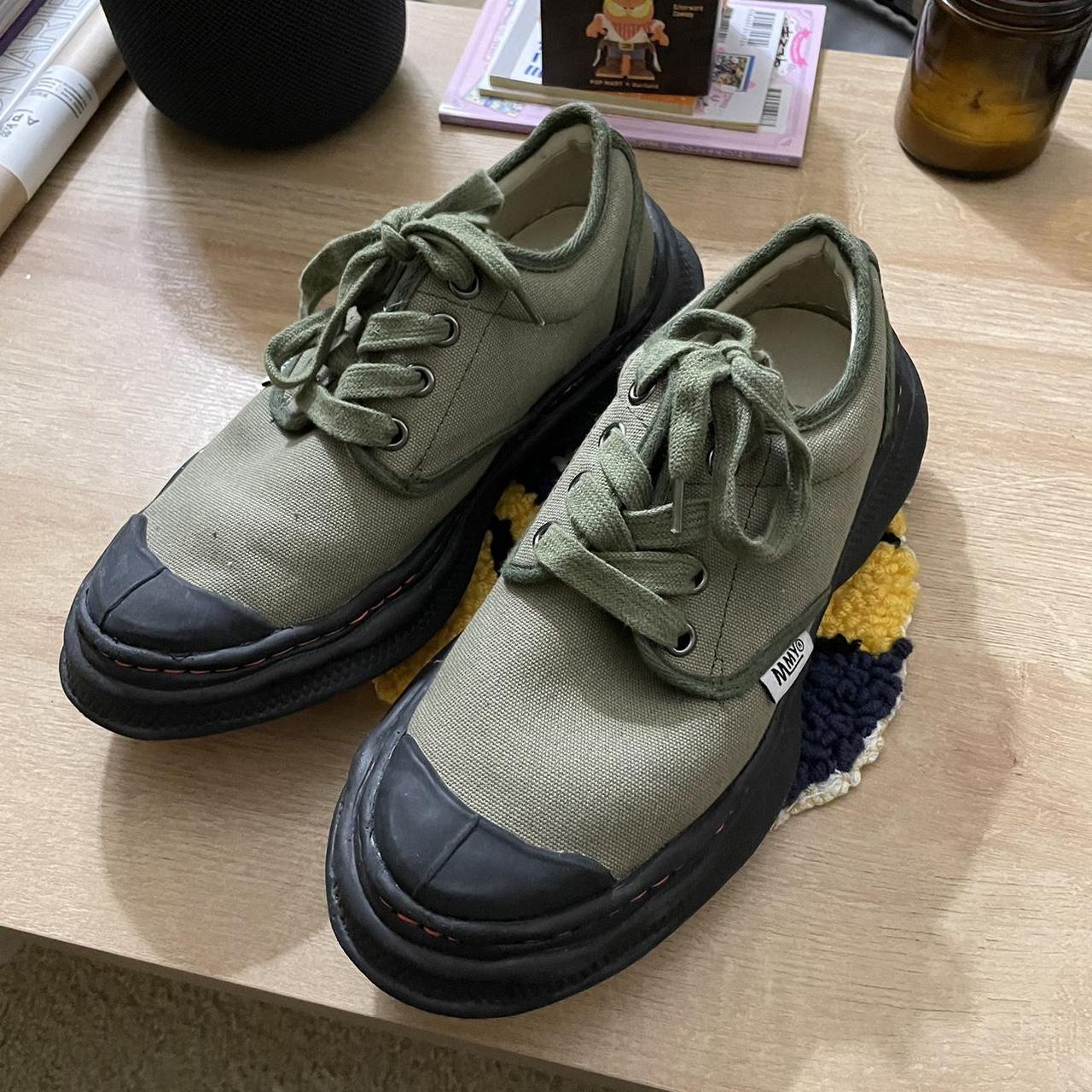 Maison Mihara Yasuhiro Men's Black and Khaki Trainers | Depop