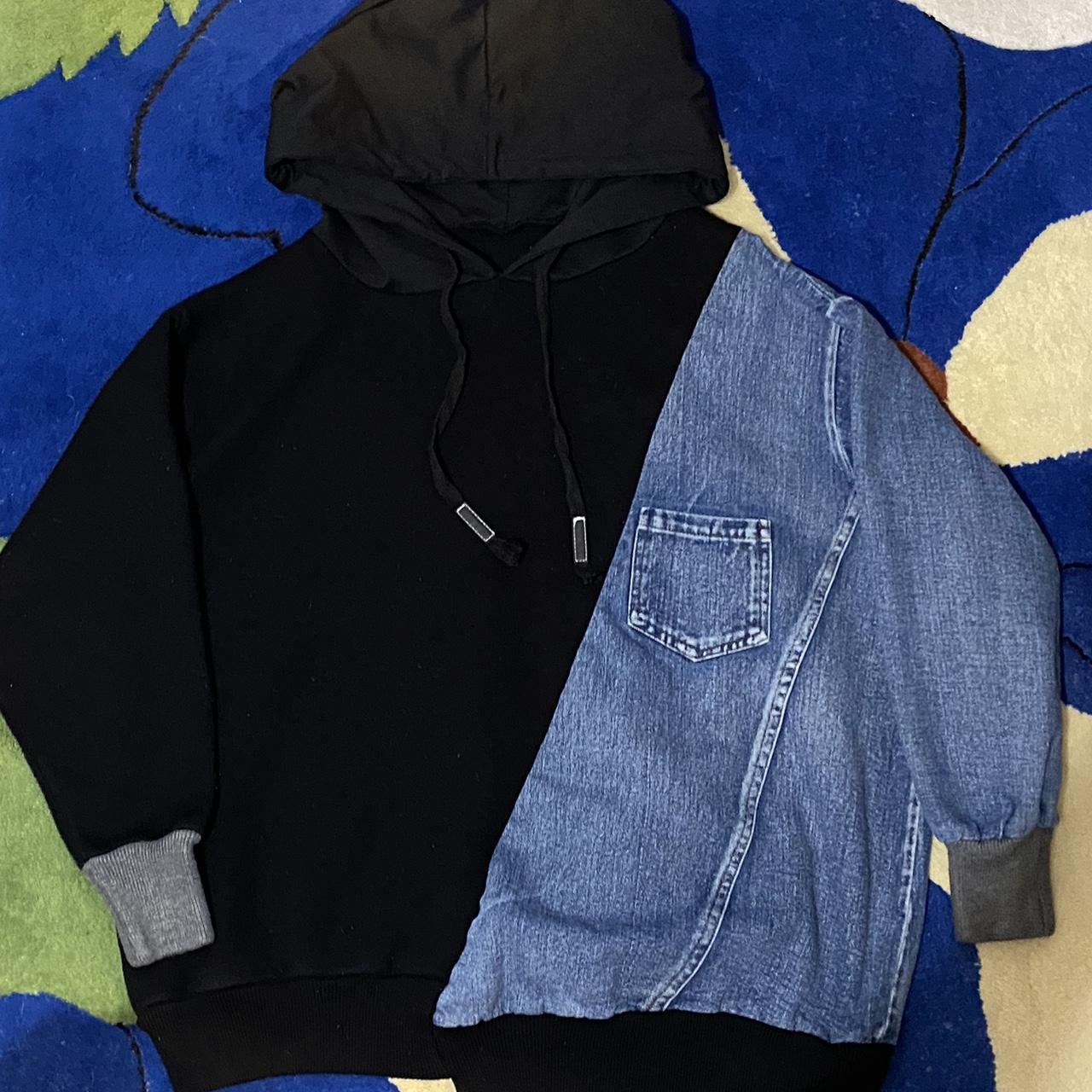 Men's Black and Blue Hoodie Depop