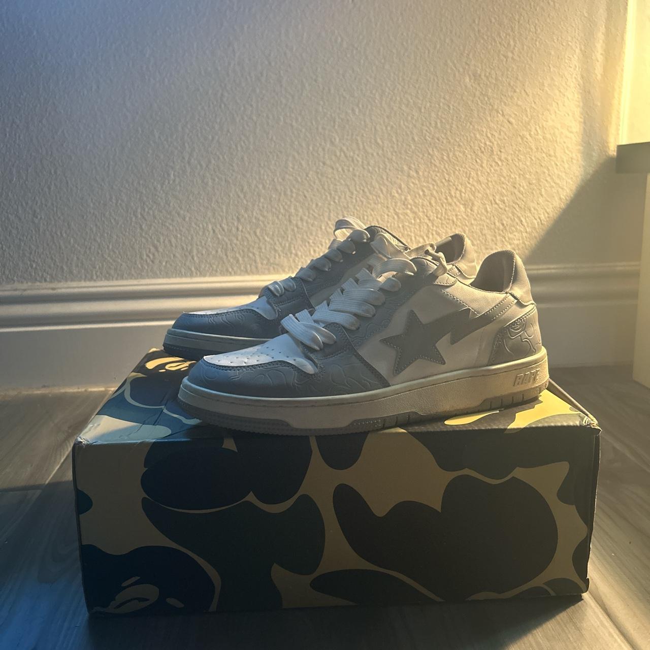 BAPE Men's Grey and White Trainers | Depop