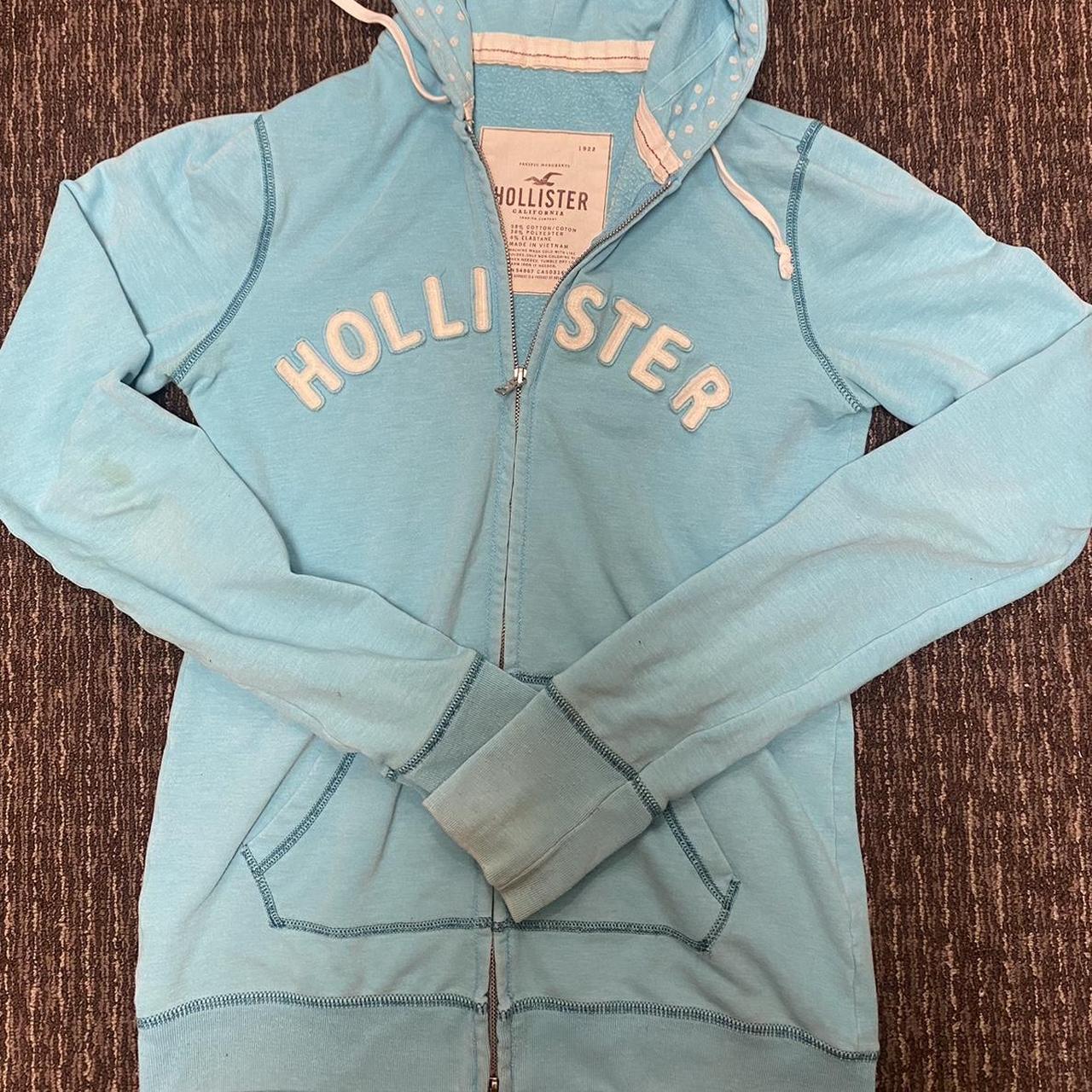 Orange County Hollister zip up blue jacket - Depop