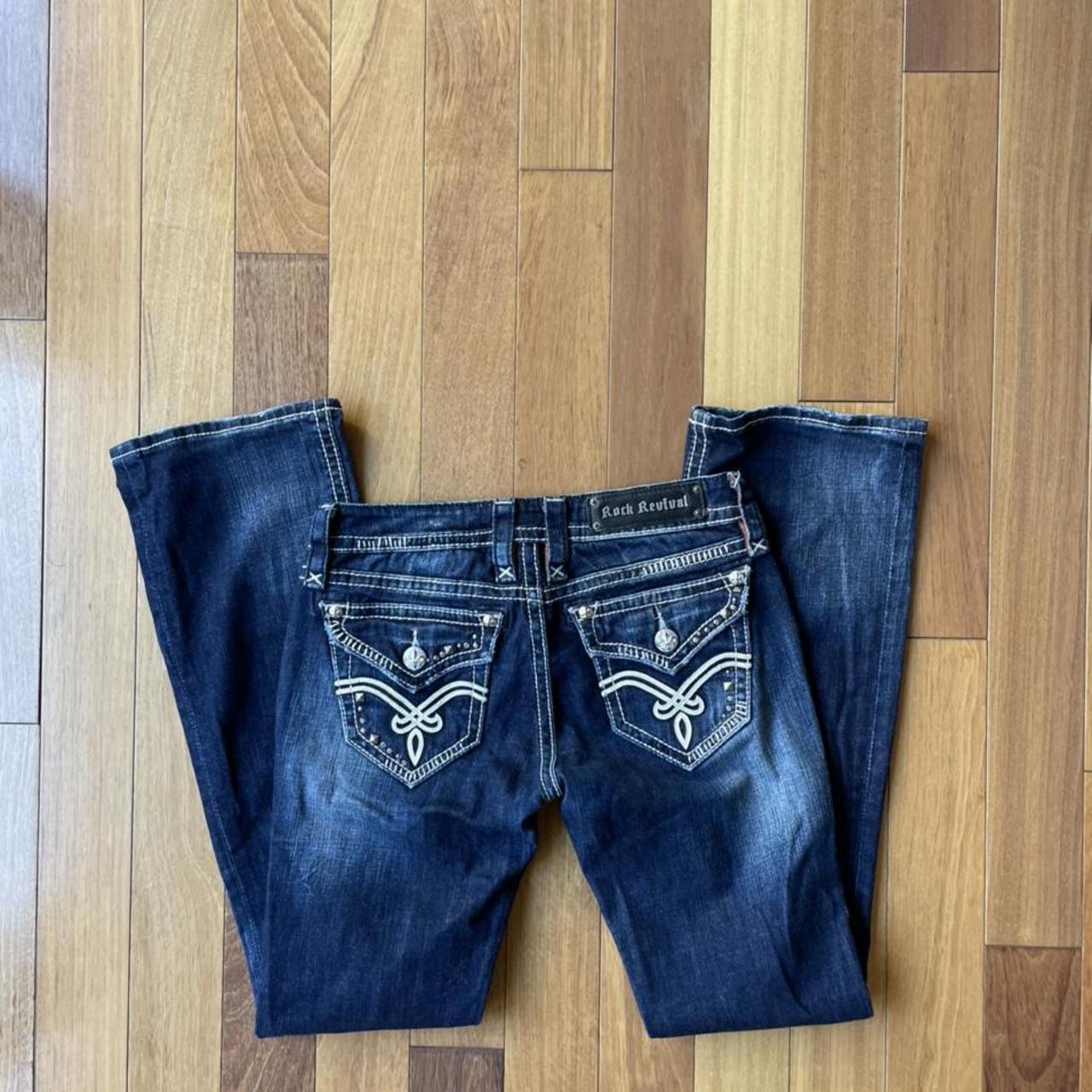 Y2K women rock revival jeans Rhimestone Size... Depop