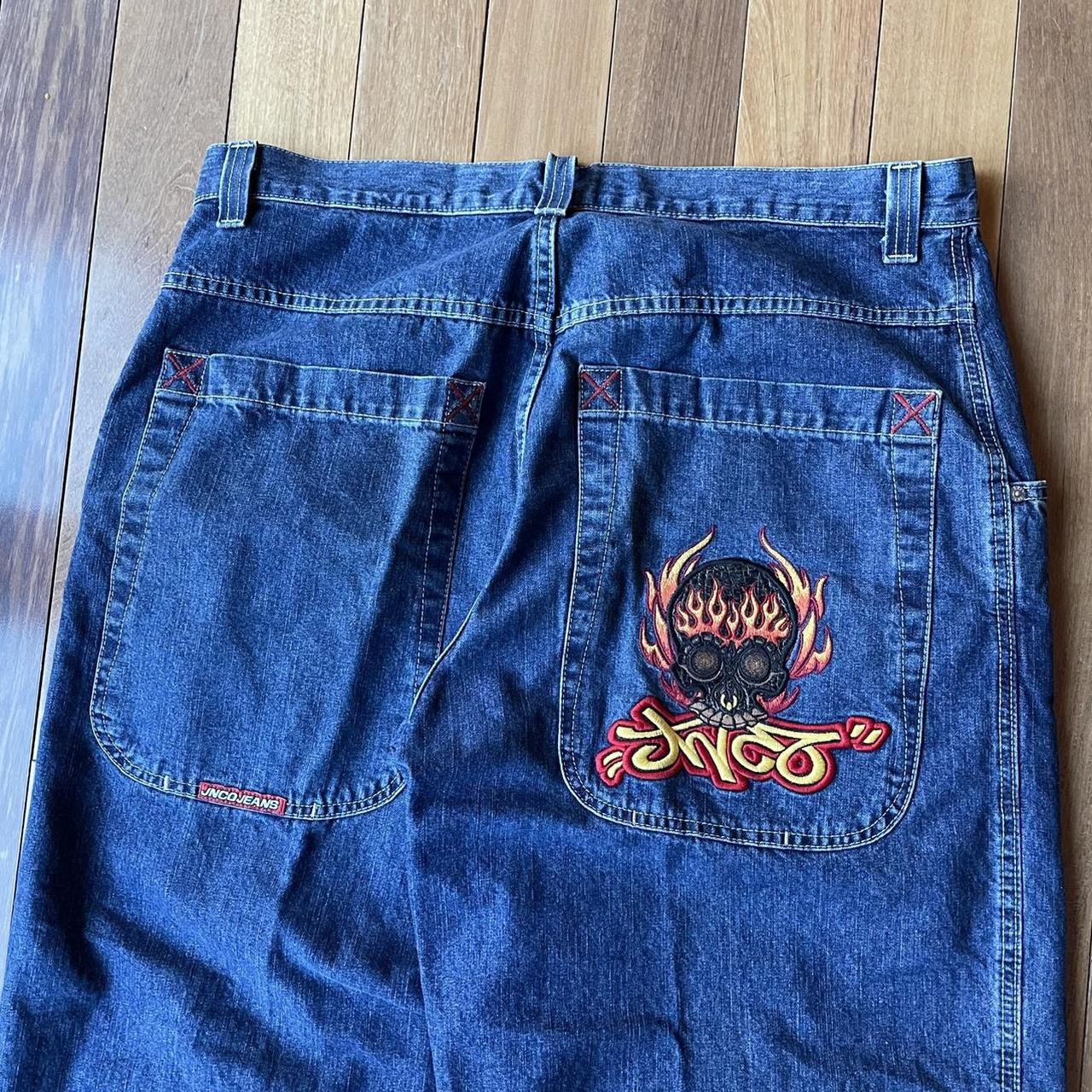 JNCO Men's Blue and White Jeans | Depop