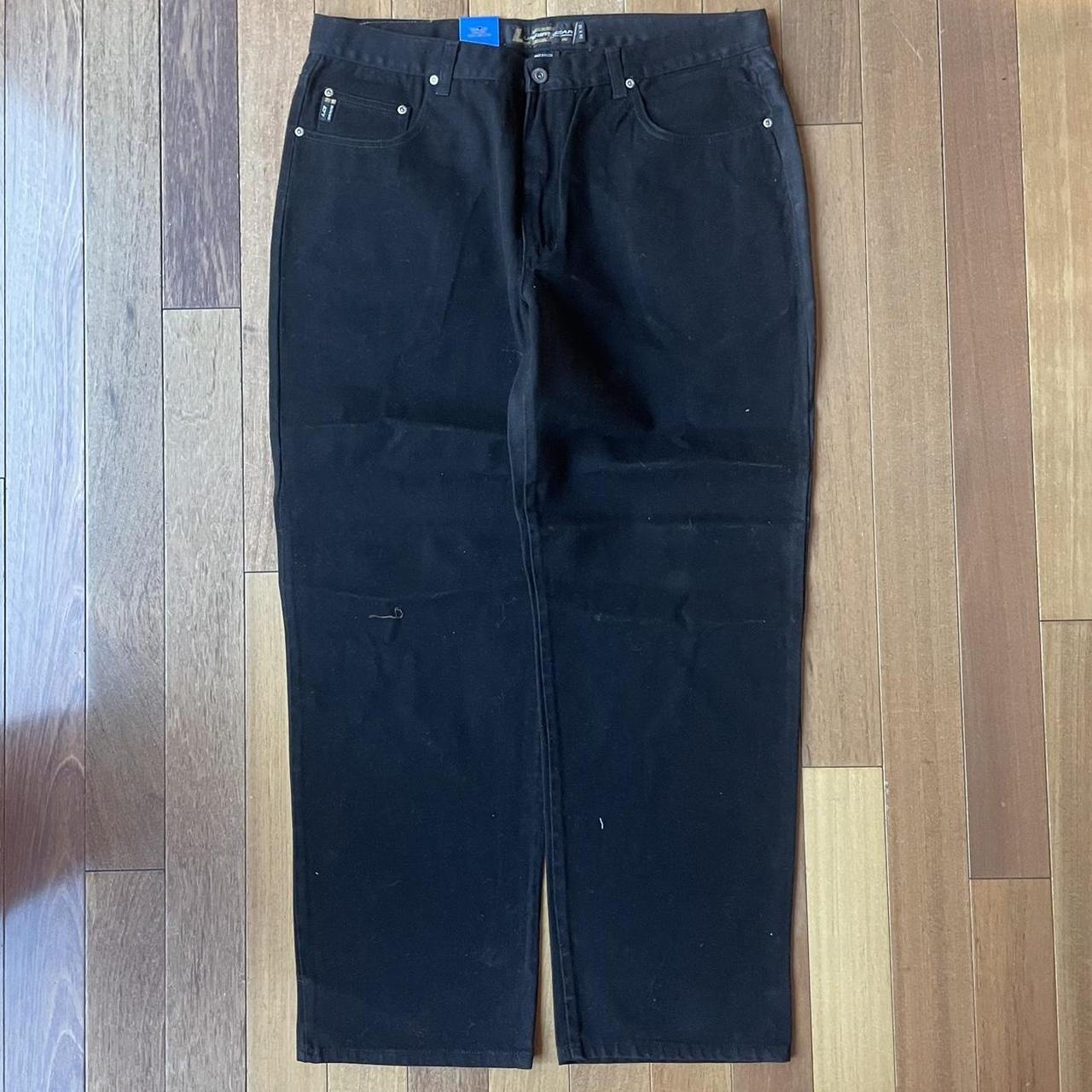 DEADSTOCK VINTAGE RARE 90s BLACK GEAR WIDELEG... - Depop