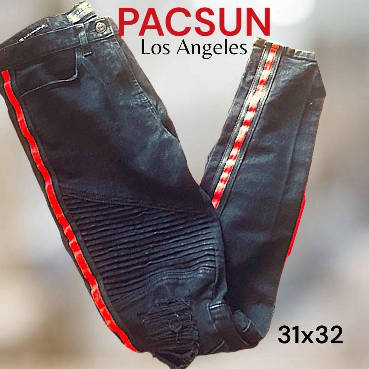 Pacsun stacked skinny side stripe zip black jeans online