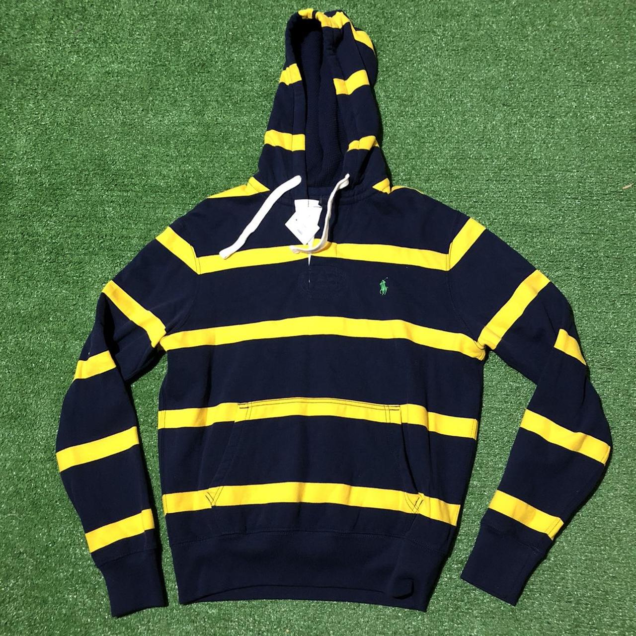 Navy blue and yellow polo hoodie hot sale