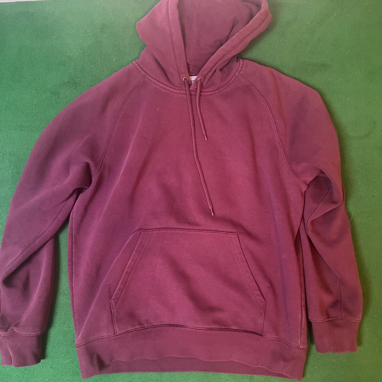 large burgundy carhartt hoodie in great condition... - Depop