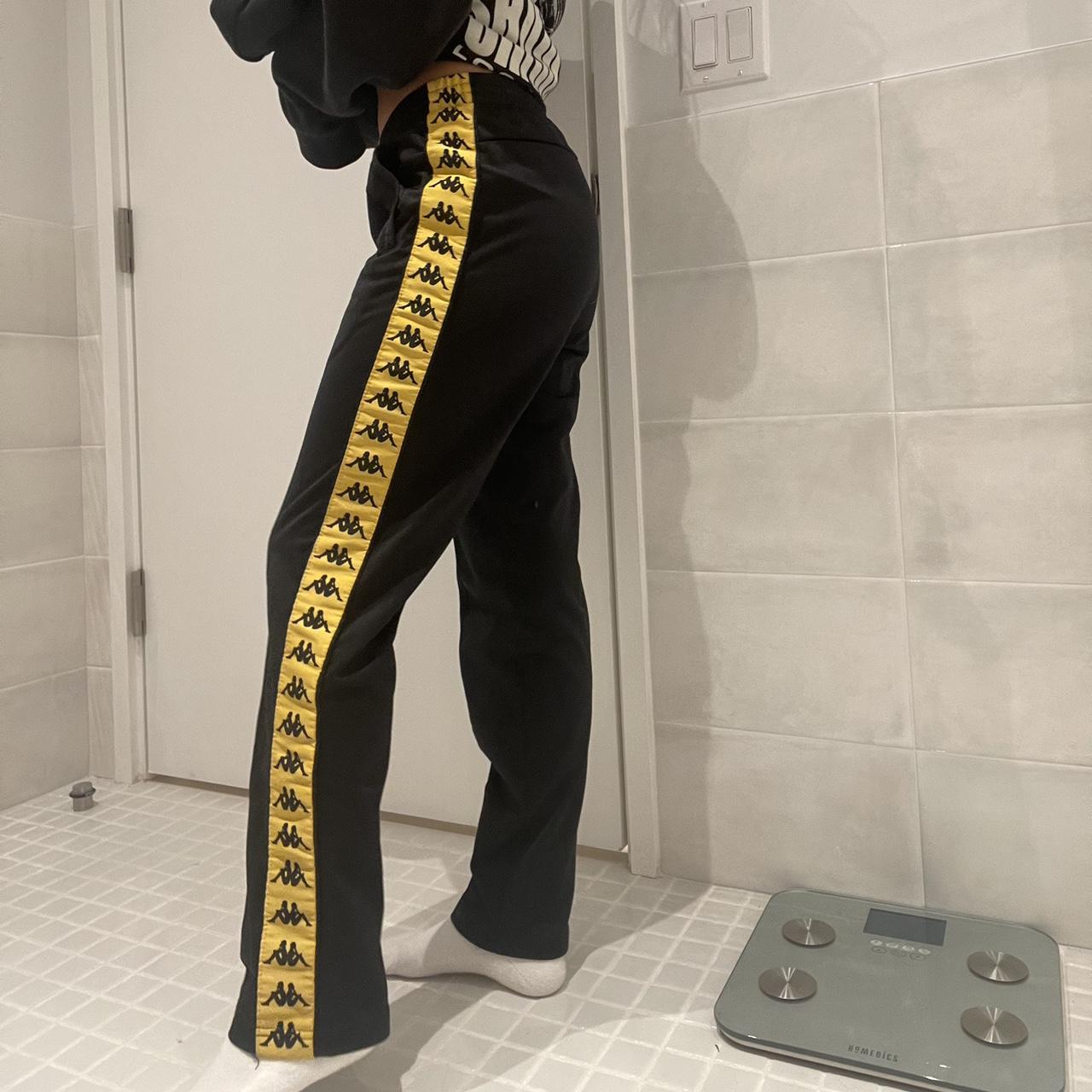 love the fit of theseee - black and yellow kappa... - Depop