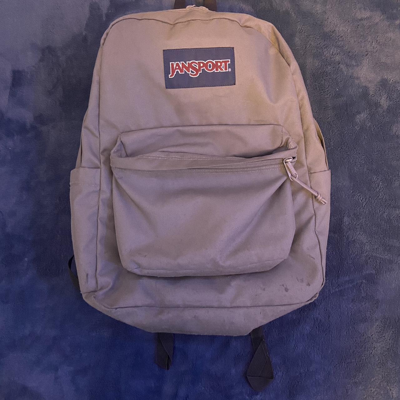 grey jansport backpack lightly used (throw it in the... - Depop