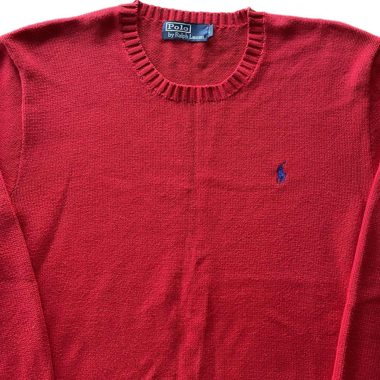 Red Polo Ralph Lauren Knit Sweatshirt with... - Depop