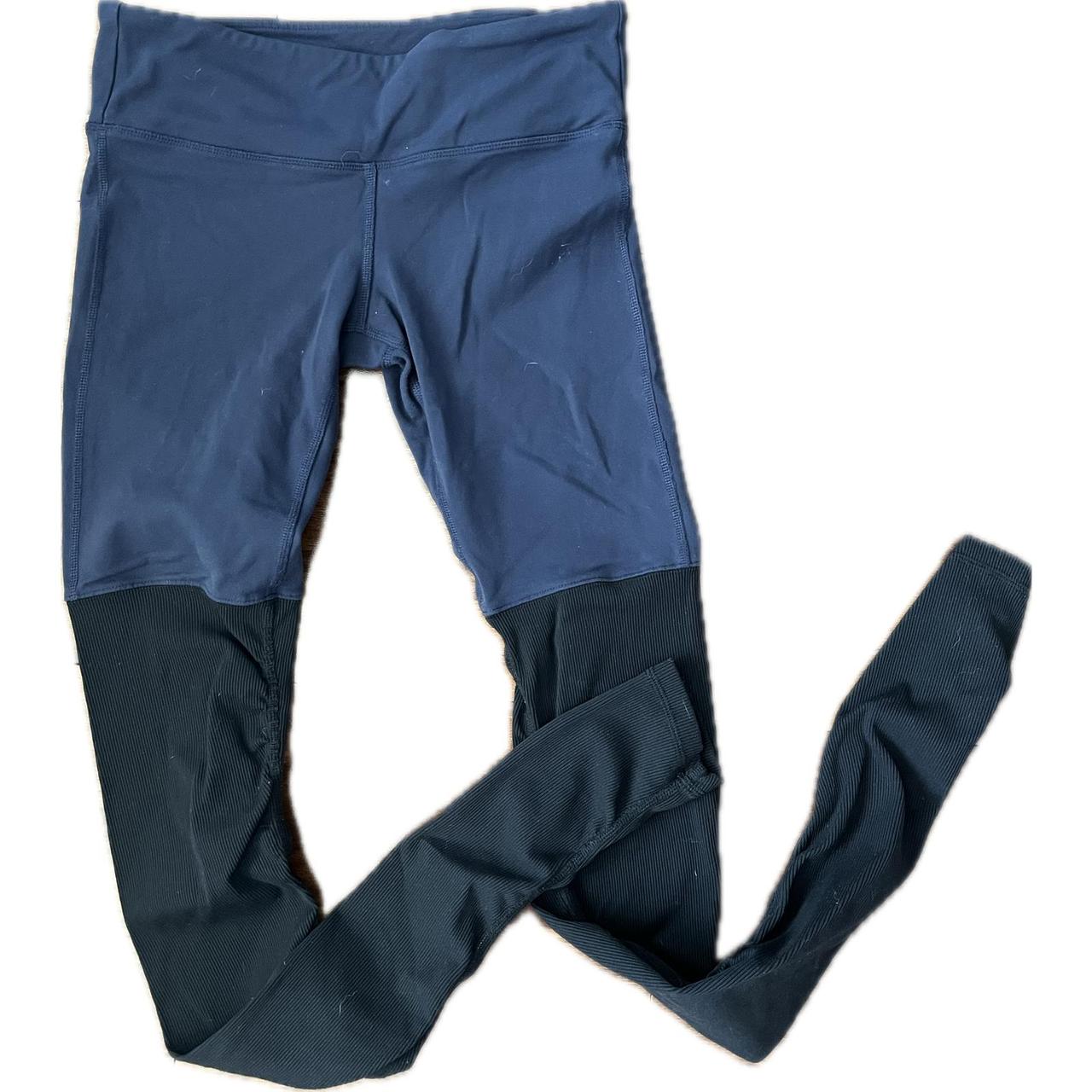 Alo ruched leg tights leggings blue black no size, - Depop