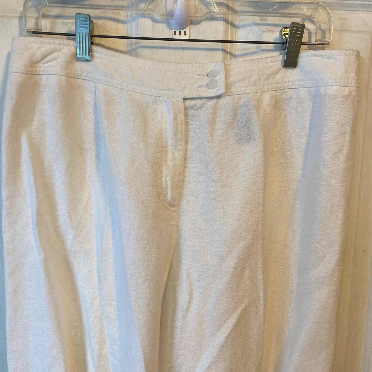 Liz Claiborne Audra Linen Blend White Pants Women... - Depop