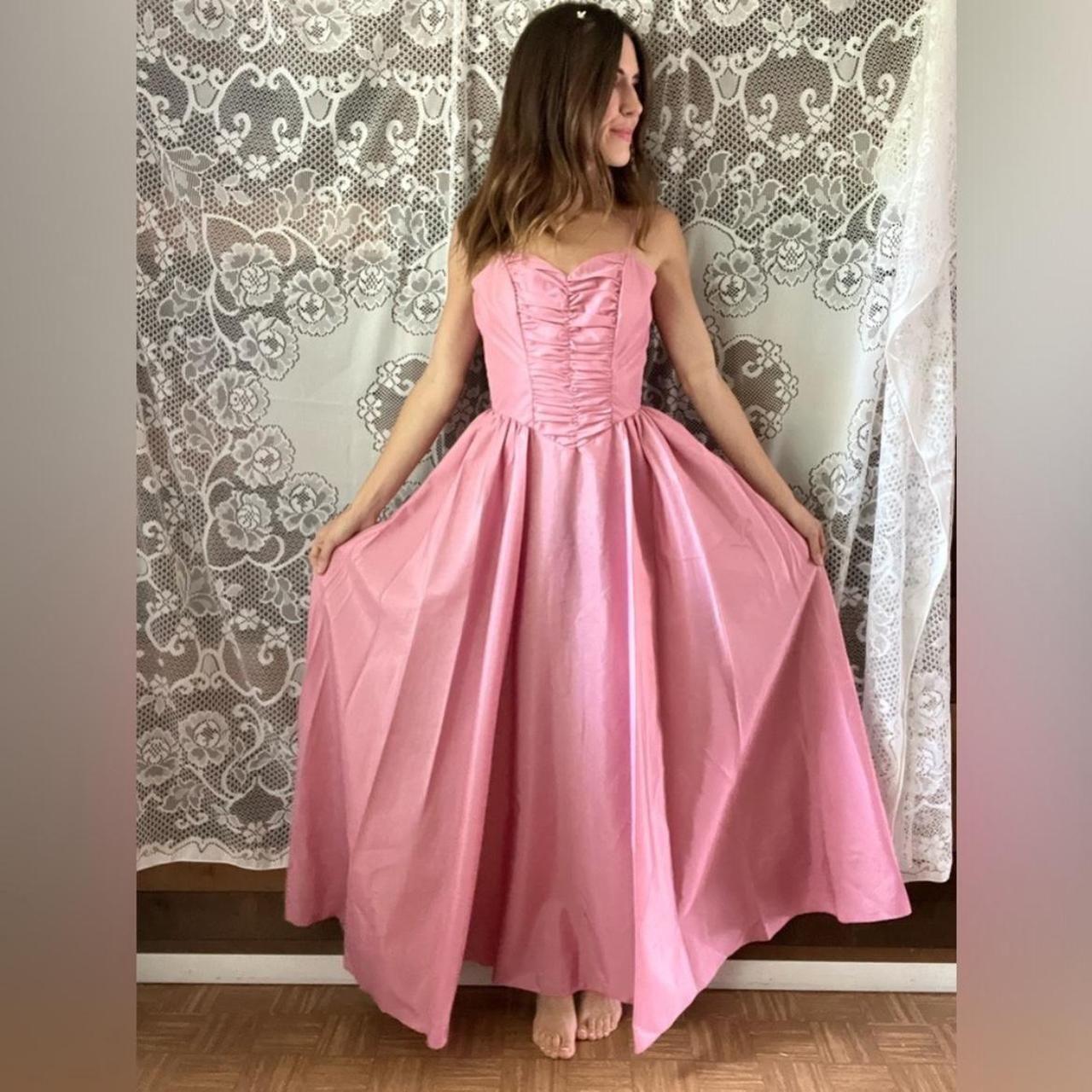 Vintage Pink Princess Cut Ball Gown high quality Prom Dress