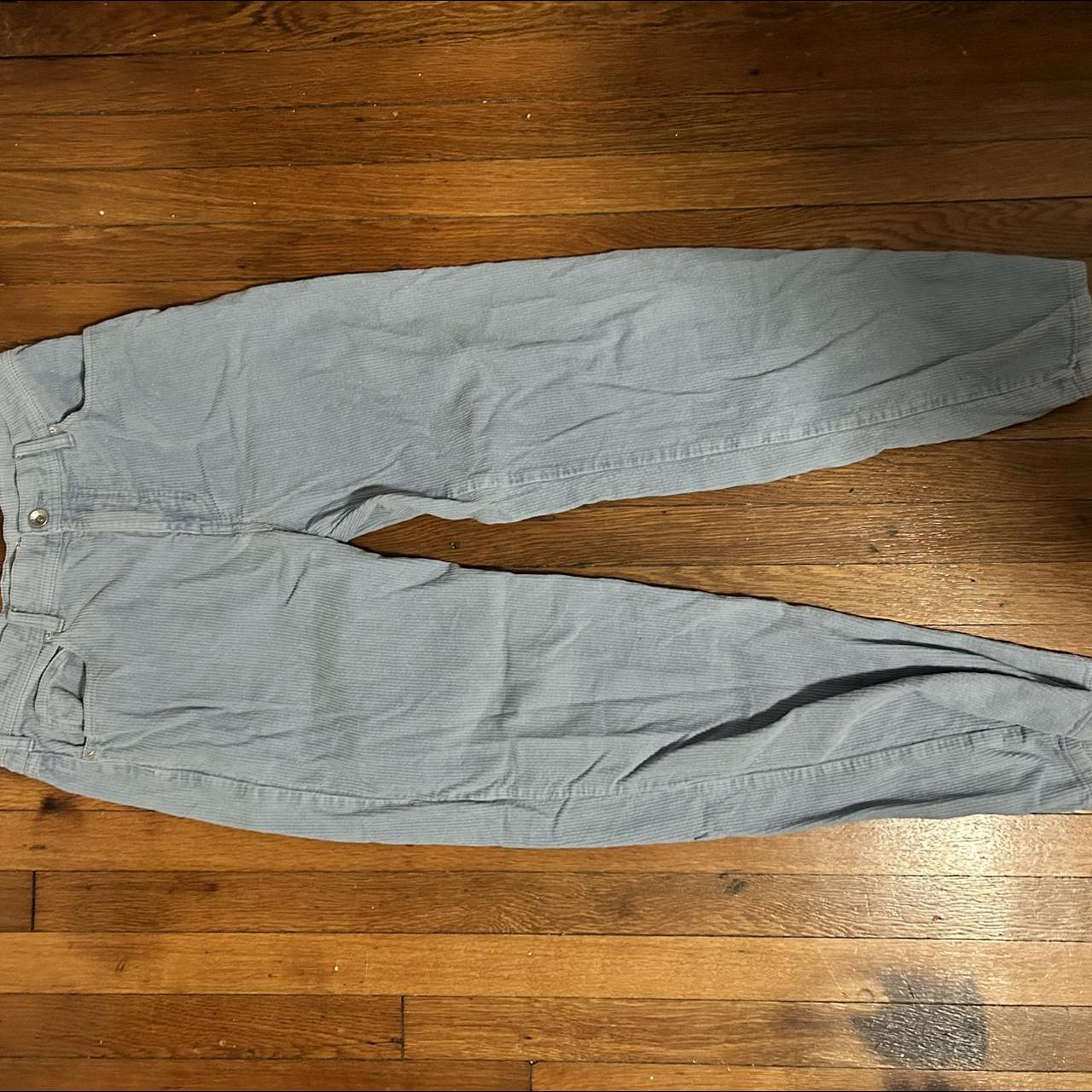 Baby blue corduroy pants with light flair Depop